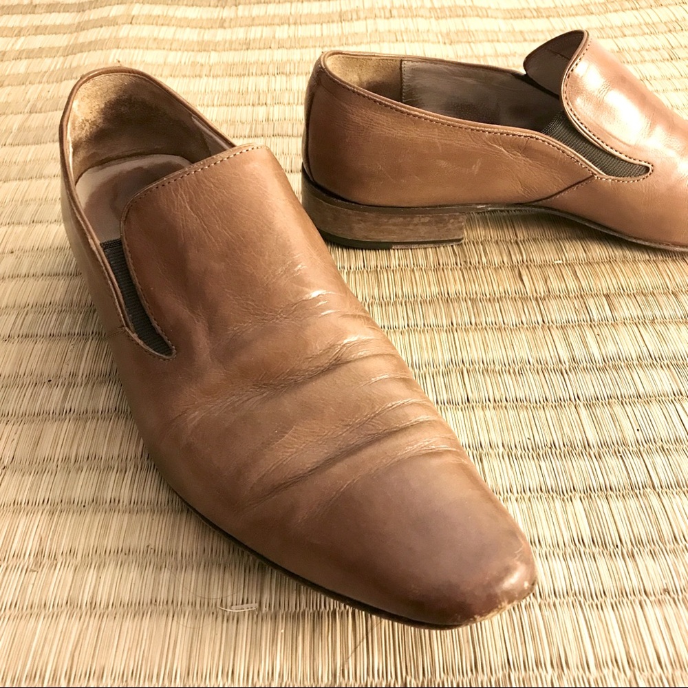 Italian Style Leather Loafers Brown, US Men 10.5